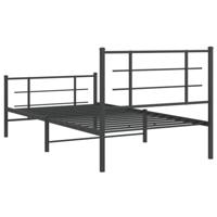 Bedframe met hoofd- en voeteneinde metaal zwart 100x200 cm - thumbnail