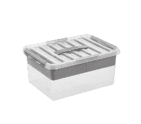 Sunware Q-line opbergbox met inzet 15L transp./metaal - thumbnail