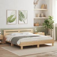 Bedframe met hoofdeinde bewerkt hout sonoma eiken 200x200 cm - thumbnail