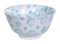 Lichtblauwe/Witte Kom - Lucky Cats Collectie - 300ml - 12.7 x 6.5cm - thumbnail