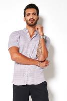 Desoto Heren Overhemd Wit Cutaway Circle Print Slim Fit - thumbnail