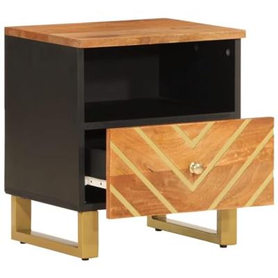 Nachtkastjes 2 st massief mangohout bruin en zwart