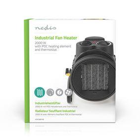 Nedis htif20fyw industriële keramische ventilatorkachel thermostaat 3 standen 2000 w geel