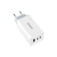 SAVIO LA-07 GaN 65W netvoeding oplader, USB, QC4.0+, PD 3.0, Wit - thumbnail