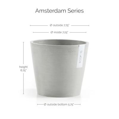 Ecopots Amsterdam kunststof bloempot Grijs/Wit - Ø 18 cm Ecopots Amsterdam kunststof bloempot Grijs/Wit - Ø 18 cm