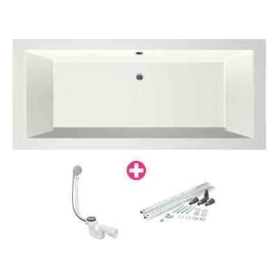 Xenz Society Duobad - 170x75x53 - afvoer Midden - acryl - wit mat 6870-03