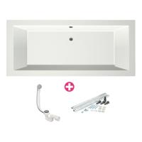 Xenz Society Duobad - 170x75x53 - afvoer Midden - acryl - wit mat 6870-03 - thumbnail