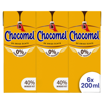 Chocolademelk Chocomel 0% toegevoegd suiker 20cl
