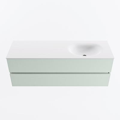 MONDIAZ VICA 140cm badmeubel onderkast Greey 2 lades. Wastafel MOON rechts 1 kraangat, kleur Talc.