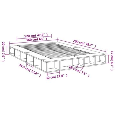 Bedframe bewerkt hout sonoma eikenkleurig 160x200 cm