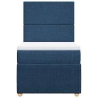 Boxspring met matras stof blauw 90x200 cm - thumbnail