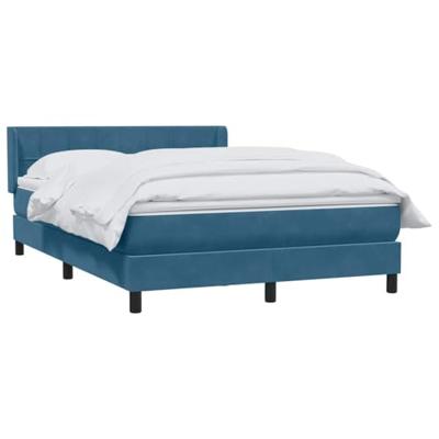 Boxspring met matras fluweel donkerblauw 160x210 cm