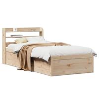 Bedframe met hoofdbord massief grenenhout 100x200 cm - thumbnail