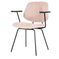 Eleonora Eetkamerstoel 'Lynn' met armleuning, kleur Roze Fletcher - thumbnail