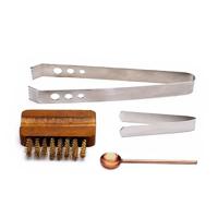 Metaal Wierook Accessoires Set met Borstel, Lepel en 2 Tangen - thumbnail