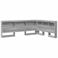 Opberghoofdbord met plank Grijs sonoma 135 cm Bewerkt hout - thumbnail