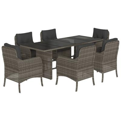 7-delige Tuinset met kussens poly rattan grijs - thumbnail