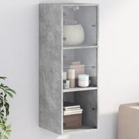 Wandkast met glazen deuren 35x37x100 cm betongrijs - thumbnail