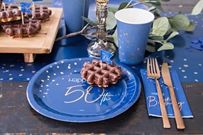 Happy Birthday Servetten Elegant True Blue (10st)