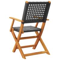 Tuinstoelen 6 st inklapbaar poly rattan en massief hout zwart - thumbnail
