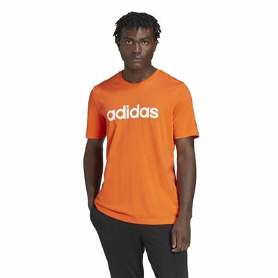 Heren-T-Shirt met Korte Mouwen Adidas Essentials Embroidered Linear Oranje - Maat: M
