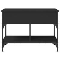 Salontafel 70x50x50 cm bewerkt hout en metaal zwart - thumbnail