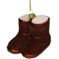 Kersten Ornament Winter UGG glas bruin 8.7cm - thumbnail