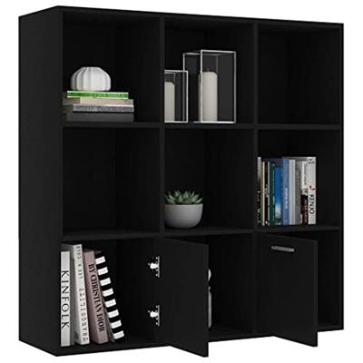 Boekenkast 98x30x98 cm bewerkt hout zwart