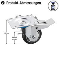 Metafranc Zwenkwiel Rubber 80Mm Vastz. W - WU0800760 - thumbnail