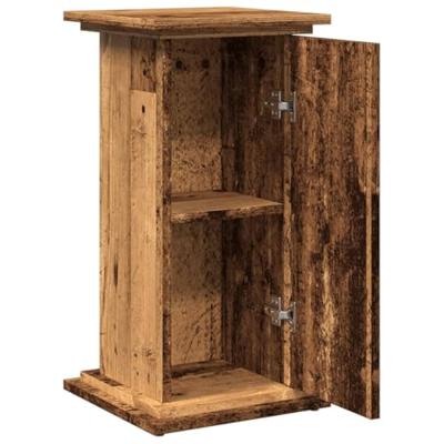 Sokkel met opbergruimte 31x30x60 cm bewerkt hout oud houtkleur - thumbnail