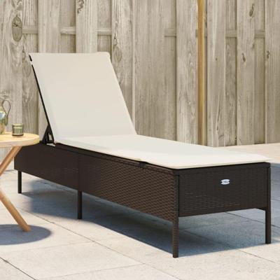 Ligbed met kussen poly rattan bruin Ligbed met kussen poly rattan bruin