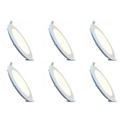 LED Downlight Slim 6 Pack - Inbouw Rond 3W - Natuurlijk Wit 4200K - Mat Wit Aluminium - Ø83mm