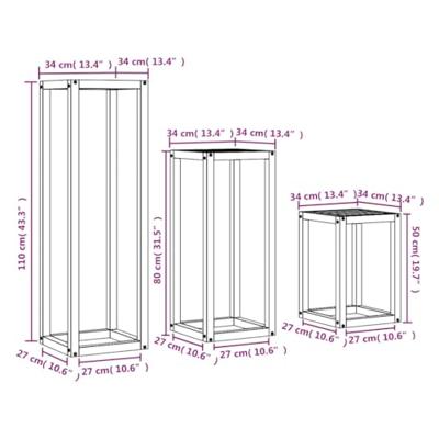 Plantenstandaards 3 st massief grenenhout wasbruin