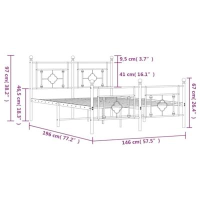 Bedframe met hoofd- en voeteneinde metaal wit 140x190 cm Bedframe met hoofd- en voeteneinde metaal wit 140x190 cm