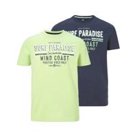 Jan Vanderstorm T-shirt JUNIS (set van 2) donkerblauw/lichtgroen - thumbnail
