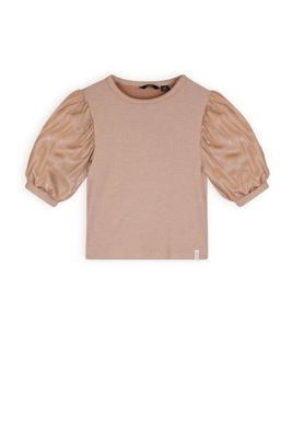 NoBell Zomer top meisjes Licht goud - rib - groot chiffon - korte mouw - Kylia