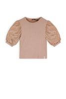 NoBell Zomer top meisjes Licht goud - rib - groot chiffon - korte mouw - Kylia - thumbnail