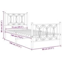 Bedframe met hoofd- en voeteneinde metaal wit 75x190 cm - thumbnail