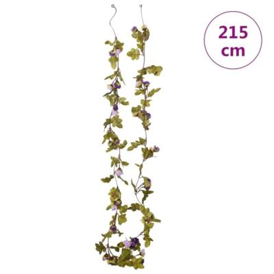 VidaXL Kerstslingers met bloemen 6 st 215 cm lichtpaars