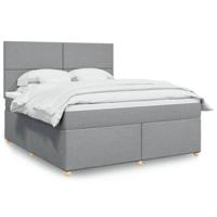 Boxspring met matras stof lichtgrijs 180x200 cm - thumbnail