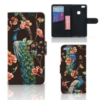 Huawei P10 Lite | Telefoonhoesje | Met pasjeshouder | Pauw met Bloemen