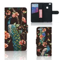 Huawei P10 Lite | Telefoonhoesje | Met pasjeshouder | Pauw met Bloemen - thumbnail