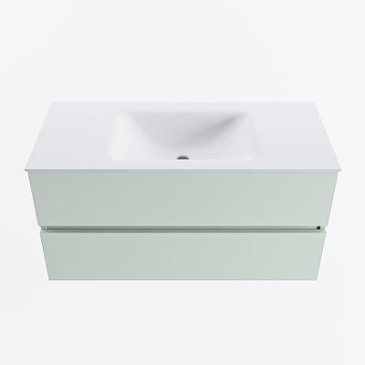 MONDIAZ VICA 100cm badmeubel onderkast Greey 2 lades. Wastafel CLOUD midden zonder kraangat, kleur Talc.