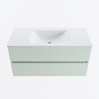 MONDIAZ VICA 100cm badmeubel onderkast Greey 2 lades. Wastafel CLOUD midden zonder kraangat, kleur Talc. - thumbnail