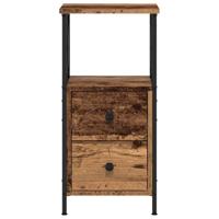 Nachtkastje 34x35,5x70 cm bewerkt hout oud houtkleurig - thumbnail