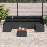 Tuinbankenset met kussen 8 pcs Zwart poly rattan - thumbnail
