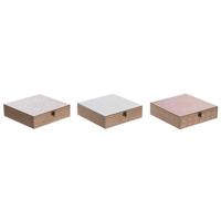 Box for Infusions DKD Home Decor Kristal Roze Metaal Wit 24 x 24 x 7 cm 3 Onderdelen Hout MDF - thumbnail