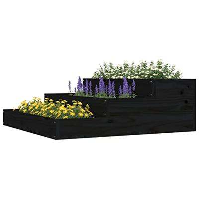 VidaXL Plantenbak 78x78x27 cm massief grenenhout zwart