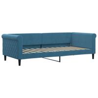 Slaapbank met onderschuifbed en lades 100x200 cm fluweel blauw - thumbnail