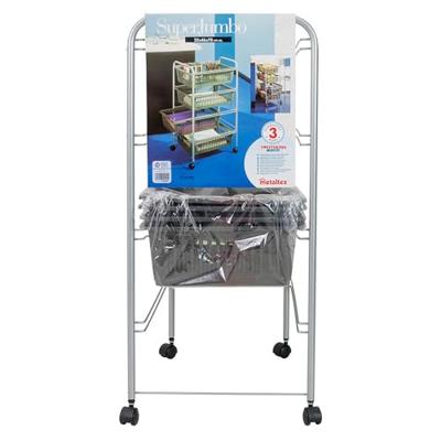 Metaltex Superjumbo Opbergkar 4 Manden 46x35x78 cm Zilver/Zwart